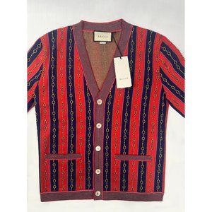 GUCCI MEN'S HORSEBIT CHAIN JACQUARD KNIT CARDIGAN - BRAND NEW - NEVER USED-